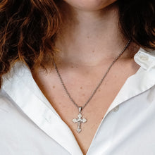 Load image into Gallery viewer, ITI NYC Trefoil Crucifix Pendant in Sterling Silver
