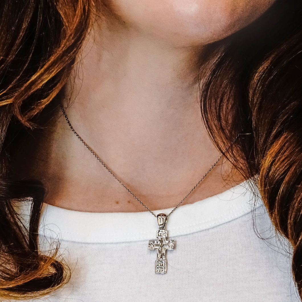 ITI NYC Orthodox Cross and Crucifix Pendant in Sterling Silver