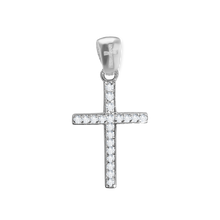 Load image into Gallery viewer, ITI NYC Sterling Silver Classic Cross Pendant with Cubic Zirconia
