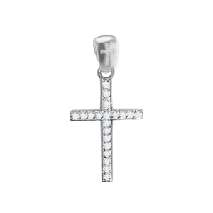 ITI NYC Sterling Silver Classic Cross Pendant with Cubic Zirconia