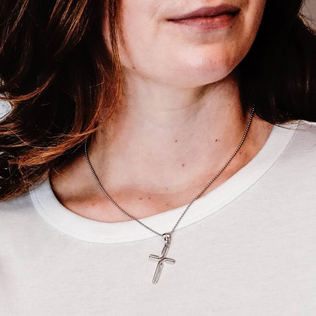 ITI NYC Bypass Cross Pendant in Sterling Silver