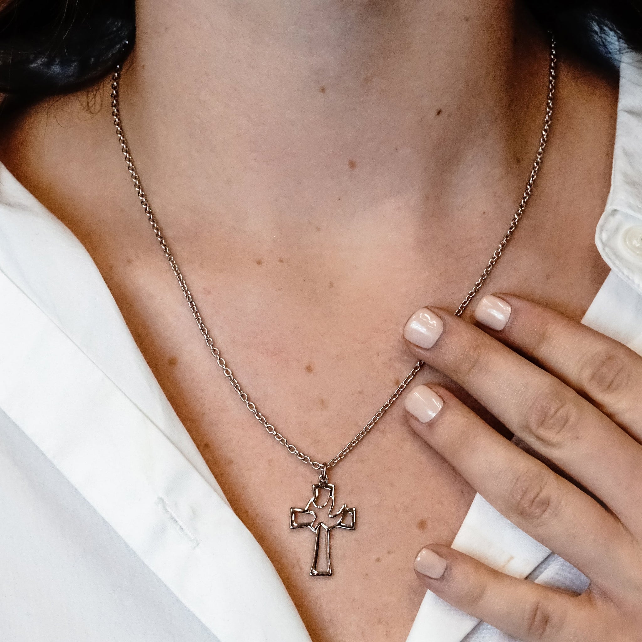 18k Gold Filled Cross with Dove Pendant exclusive at luxususa.net |  luxususa.net