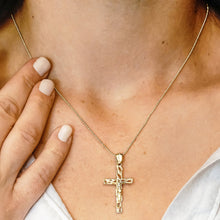 Load image into Gallery viewer, ITI NYC Filigree Wooded Crucifix Pendant in Sterling Silver
