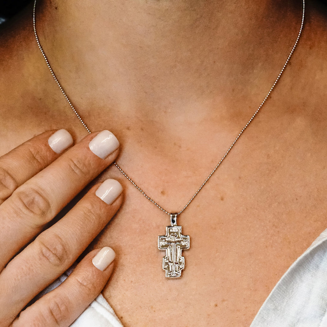 ITI NYC Double-Sided Orthodox Cross Pendant in Sterling Silver