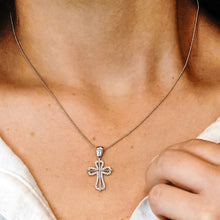 Load image into Gallery viewer, ITI NYC Roman Cross Pendant with Cubic Zirconia in Sterling Silver
