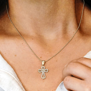 ITI NYC Roman Cross Pendant with Cubic Zirconia in Sterling Silver