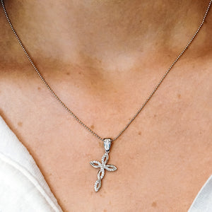 ITI NYC Eternity Cross Pendant with Cubic Zirconia in Sterling Silver