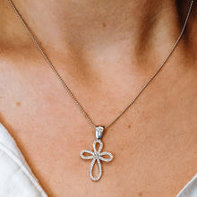 Load image into Gallery viewer, ITI NYC Eternity Cross Pendant with Cubic Zirconia in Sterling Silver
