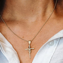 Load image into Gallery viewer, ITI NYC Infinity Cross Pendant with Cubic Zirconia in Sterling Silver
