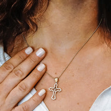 Load image into Gallery viewer, ITI NYC Double Cross Pendant with Cubic Zirconia in Sterling Silver
