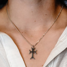 Load image into Gallery viewer, ITI NYC Armenian Cross Pendant with Black Enamel in Sterling Silver
