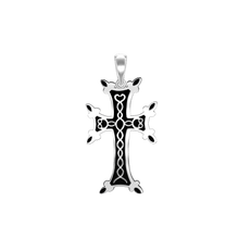 Load image into Gallery viewer, ITI NYC Armenian Cross Pendant with Black Enamel in Sterling Silver

