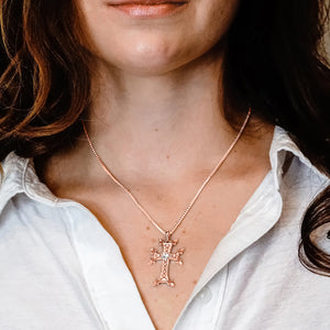 ITI NYC Armenian Cross Pendant with Cubic Zirconia in Sterling Silver