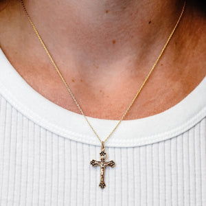 ITI NYC Trefoil Cross Pendant with Black Detail in Sterling Silver