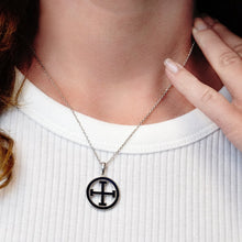 Load image into Gallery viewer, ITI NYC Potent Cross Pendant Medallion with Black Enamel in Sterling Silver
