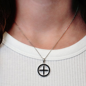 ITI NYC Pointed Cross Pendant Medallion with Black Enamel in Sterling Silver