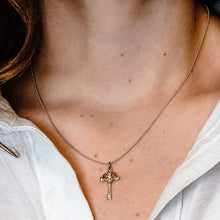 Load image into Gallery viewer, ITI NYC Heart Cross Pendant with Cubic Zirconia in Sterling Silver
