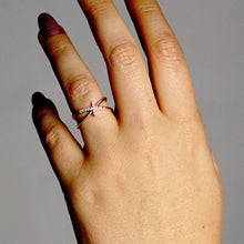 Load image into Gallery viewer, Stackable Stones Cross Ring with Infinity Design in Sterling Silver
