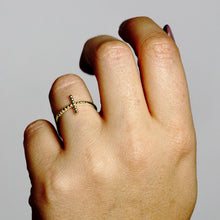 Load image into Gallery viewer, Bead Sideways Cross Stackable Ring in Sterling Silver
