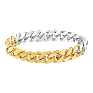 Bowery Curb Chain Ring in 14K Two-Tone Gold