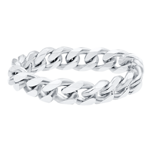 Bowery Curb Chain Ring in 14K White Gold