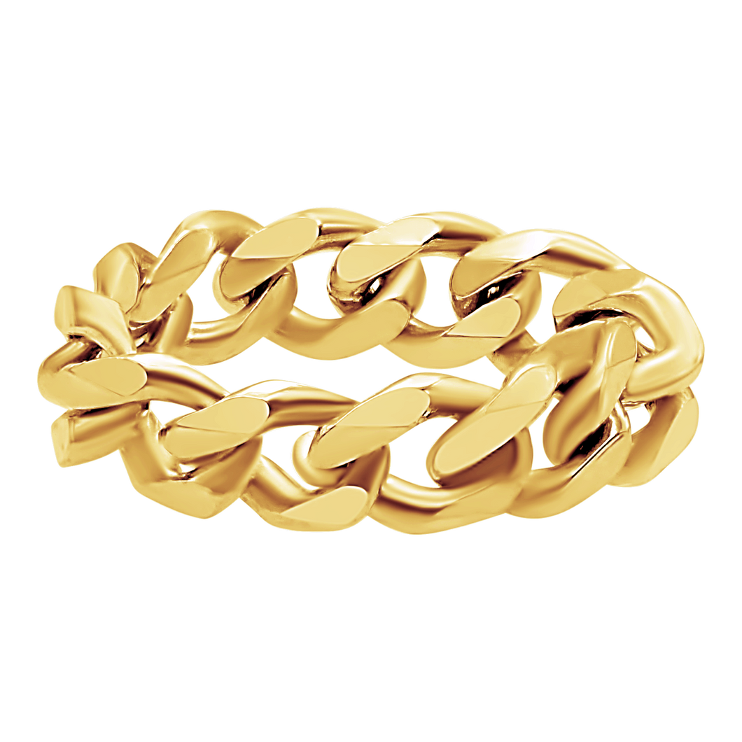 Bowery Hollow Curb Chain Ring in 14K Yellow Gold