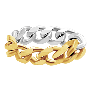Bowery Curb Chain Ring in 14K Two-Tone Gold