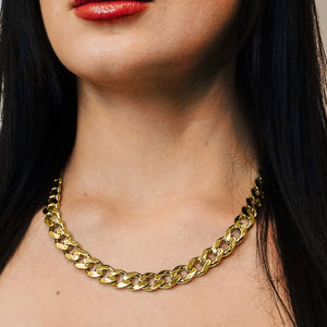 Bowery Curb Chain Necklace in Sterling Silver 18K Yellow Gold Finish