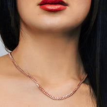 Load image into Gallery viewer, Bowery Curb Chain Necklace in Sterling Silver 18K Pink Gold Finish
