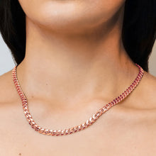 Load image into Gallery viewer, Bowery Curb Chain Necklace in Sterling Silver 18K Pink Gold Finish
