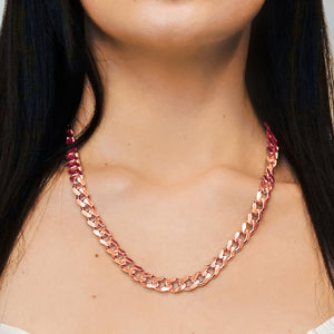 Bowery Curb Chain Necklace in Sterling Silver 18K Pink Gold Finish