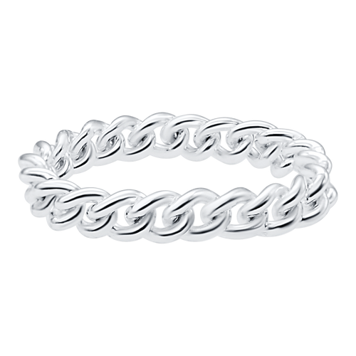 Bowery Curb Chain Ring in Sterling Silver