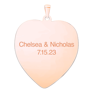 Sterling Silver 18K Pink Gold Finish Heart Disc Charm With Optional Engraving (.030" thickness)