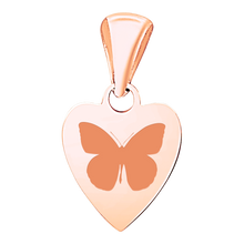 Load image into Gallery viewer, Sterling Silver 18K Pink Gold Finish Heart Disc Charm With Optional Engraving (.030&quot; thickness)

