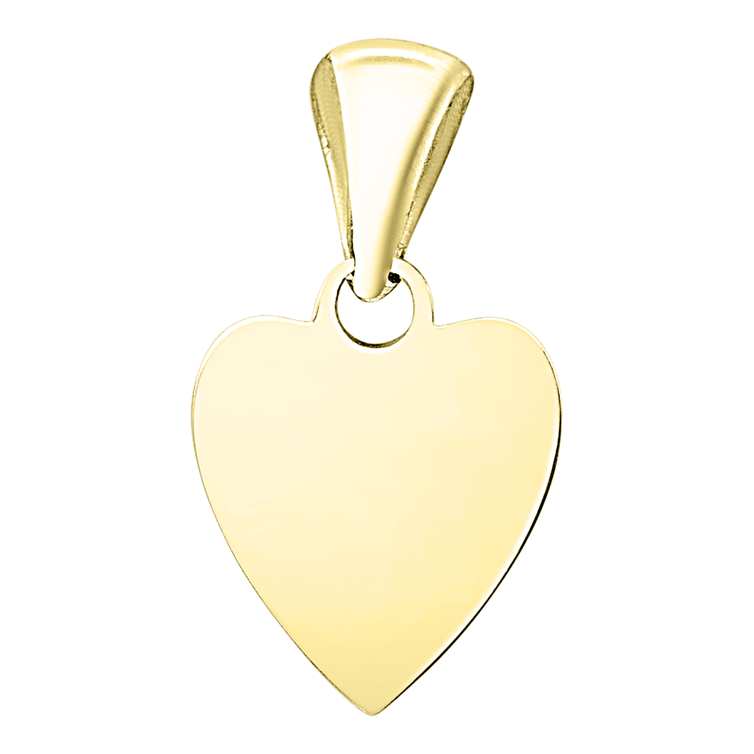 Sterling Silver 18K Yellow Gold Finish Heart Disc Charm With Optional Engraving (.030