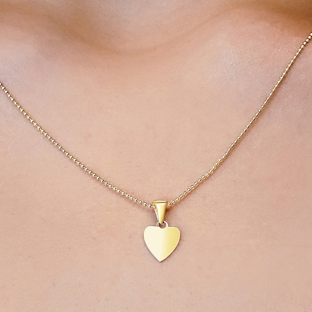 14K Yellow Gold Heart Disc Charm With Optional Engraving (.025