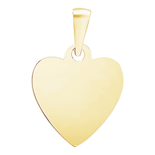 Load image into Gallery viewer, Sterling Silver 18K Yellow Gold Finish Heart Disc Charm With Optional Engraving (.030&quot; thickness)
