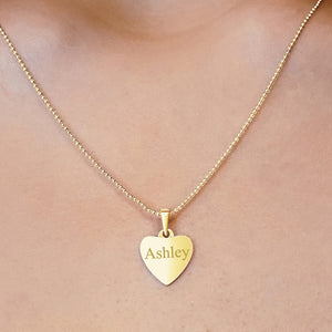 14K Yellow Gold Heart Disc Charm With Optional Engraving (.025" thickness)