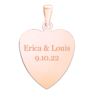 Sterling Silver 18K Pink Gold Finish Heart Disc Charm With Optional Engraving (.030" thickness)