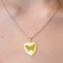 Load image into Gallery viewer, 14K Yellow Gold Heart Disc Charm With Optional Engraving (.025&quot; thickness)
