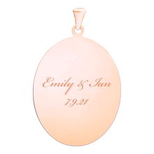 Load image into Gallery viewer, Sterling Silver 18K Pink Gold Finish Oval Disc Charm With Optional Engraving (.030&quot; thickness)
