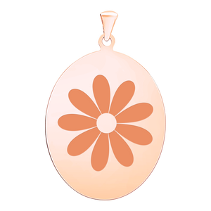 Sterling Silver 18K Pink Gold Finish Oval Disc Charm With Optional Engraving (.030" thickness)