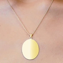 Load image into Gallery viewer, 14K Yellow Gold Oval Disc Charm With Optional Engraving (.025&quot; thickness)

