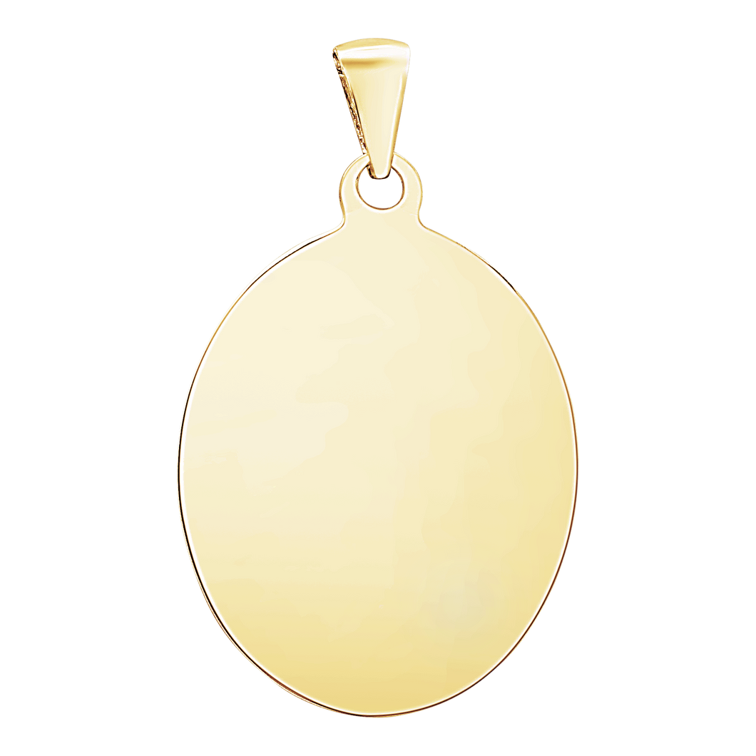 Sterling Silver 18K Yellow Gold Finish Oval Disc Charm With Optional Engraving (.030