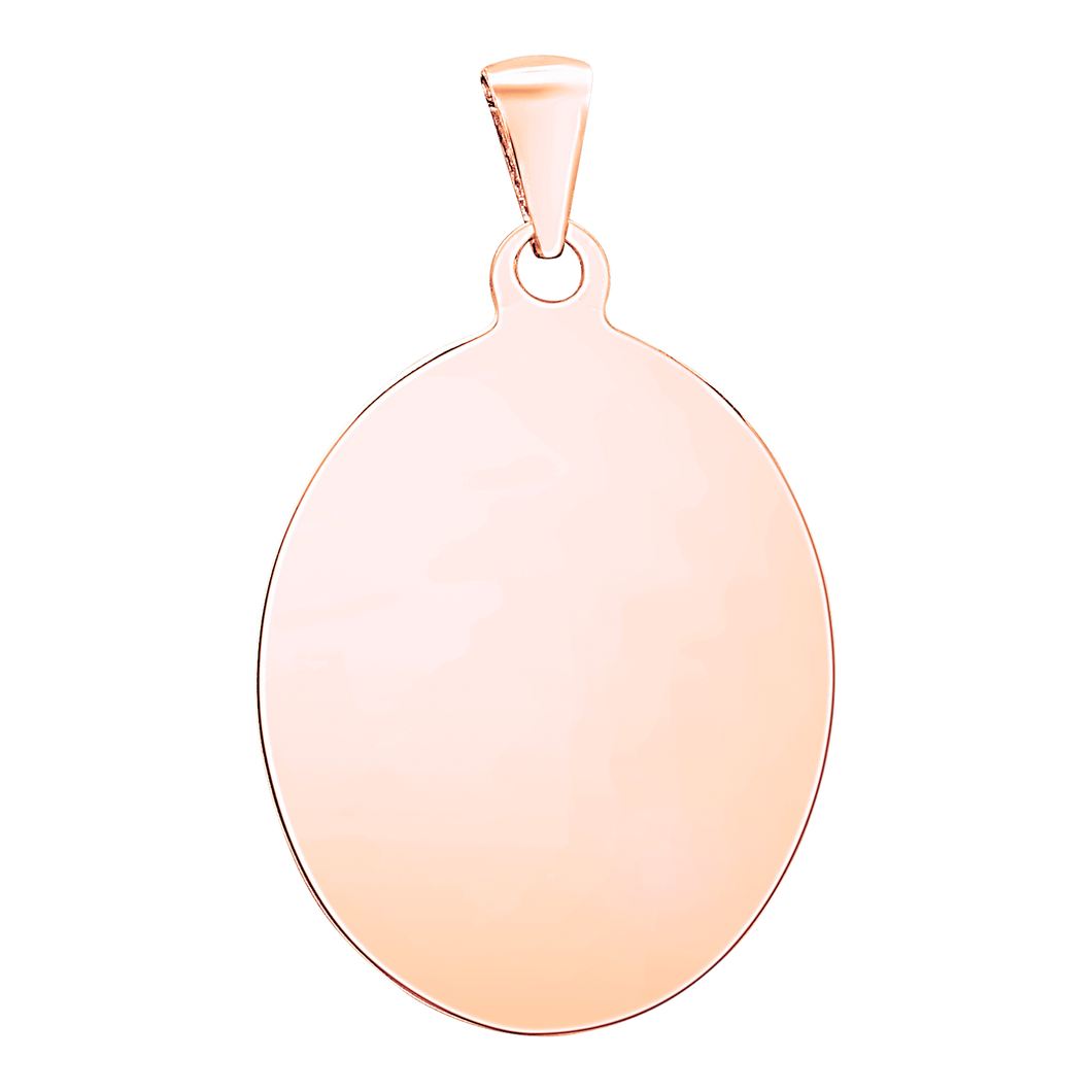 Sterling Silver 18K Pink Gold Finish Oval Disc Charm With Optional Engraving (.030