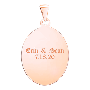 Sterling Silver 18K Pink Gold Finish Oval Disc Charm With Optional Engraving (.030" thickness)