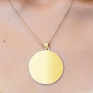 14K Yellow Gold Round Disc Charm With Optional Engraving (.025" thickness)