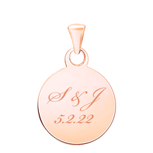 Load image into Gallery viewer, Sterling Silver 18K Pink Gold Finish Round Disc Charm With Optional Engraving (.030&quot; thickness)
