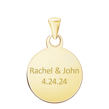 Load image into Gallery viewer, Sterling Silver 18K Yellow Gold Finish Round Disc Charm With Optional Engraving (.030&quot; thickness)
