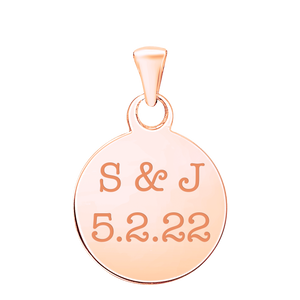 Sterling Silver 18K Pink Gold Finish Round Disc Charm With Optional Engraving (.030" thickness)